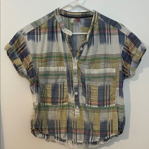 Pilcro Multicolor Plaid Popover Shirt
